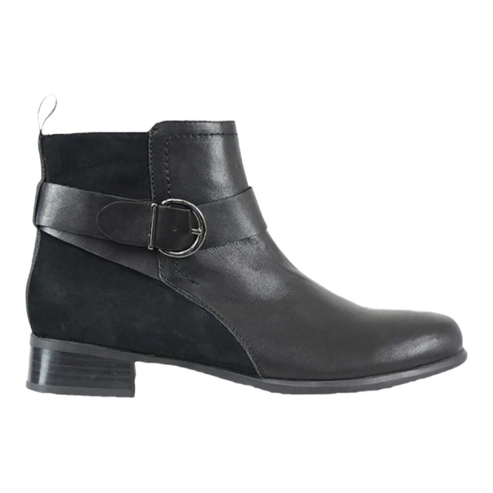 Munro Black Leather Ankle Boots with Buckle Strap Detail Size 8.5‎
